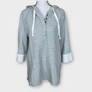 Soft Surroundings Womens Cozy Hoodie Tunic Top Gray Button Front Small‎ Small